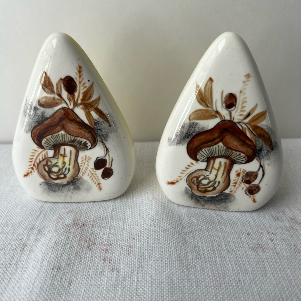 Vintage Mushroom Art Ceramic Salt and Pepper Shakers